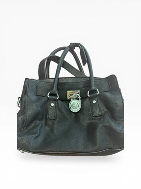 Michael Kors Black Leather Satchel with Padlock Detail
